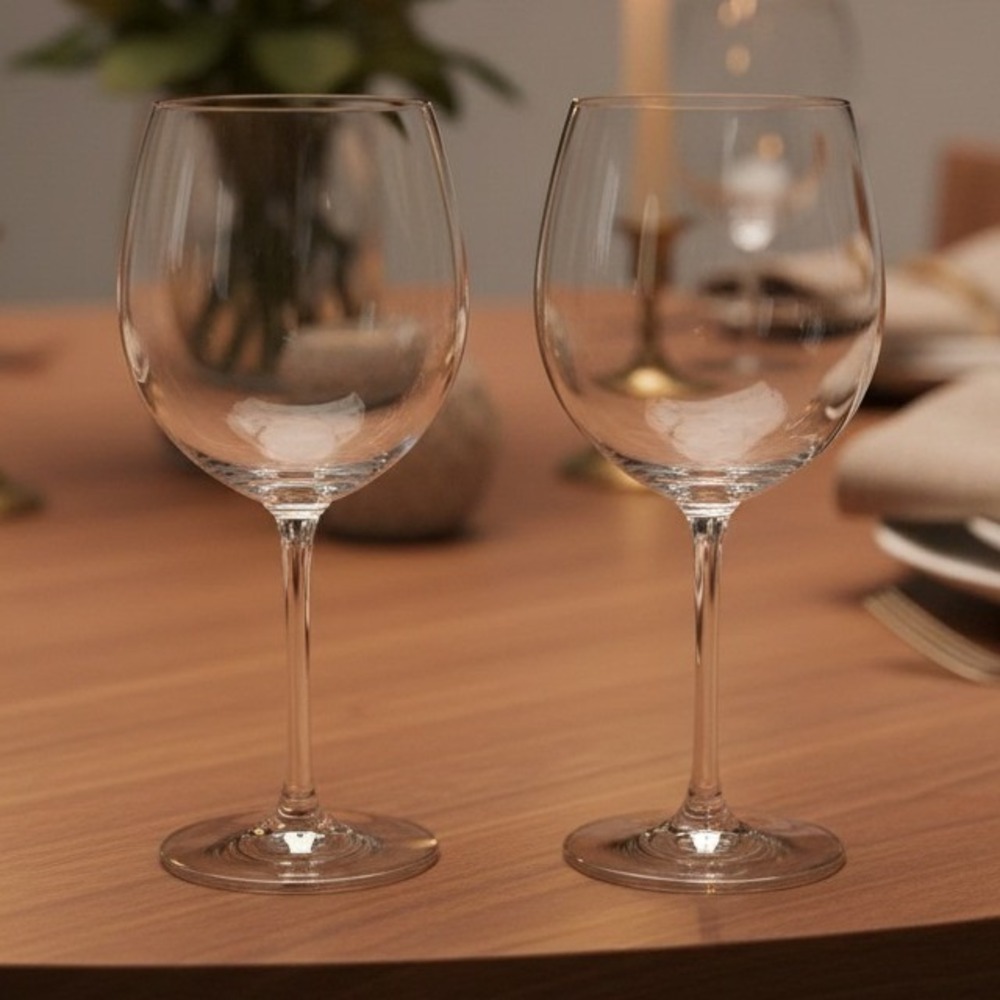 Lenox Candleglow Lead Crystal Wine Goblets, Set of 2, Vintage Clear Cut Stemware